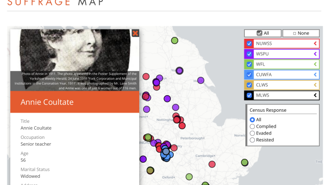 Tara Omeka screenshot Screenshot of the map if women's suffrage Omeka site by Tara Morton