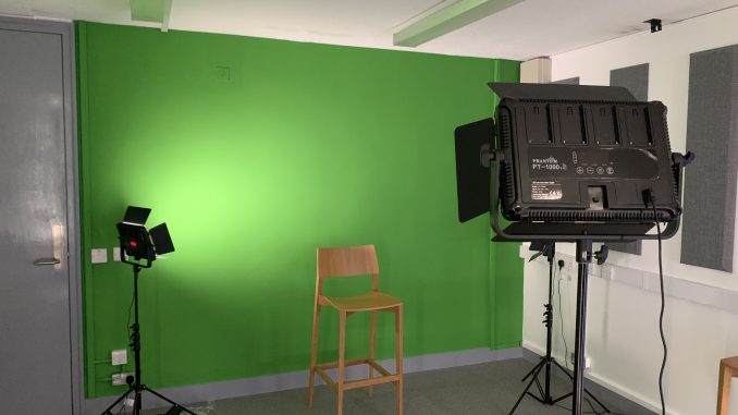 Studio set up with green screen